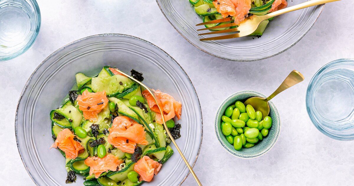 Wat Eten We Vandaag: Courgetelle met zalm en romige avocadosaus | Koken ...