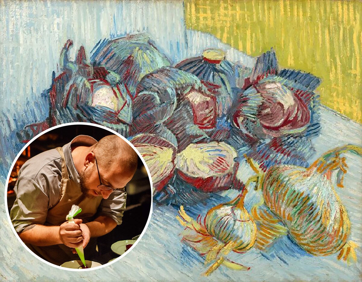 De nieuwe titel van het wereldberoemde schilderij is nu Rode kolen en knoflook. Chefkok Ernst ontdekte de fout.