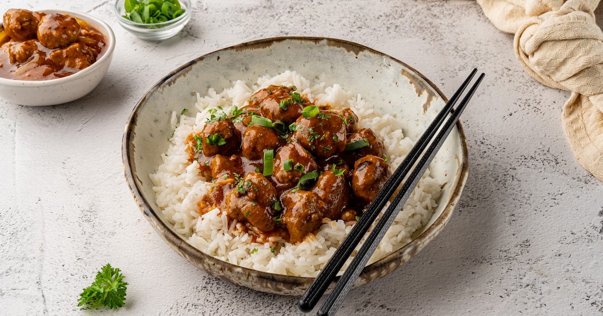 Wat Eten We Vandaag: Gehaktballetjes in zoetzure saus met rijst | Koken ...