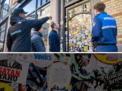 In Arnhem is een heuse stickeroorlog gaande, die soms veel te ver gaat: boa vond scheermesje achter 