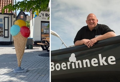 De blikvanger voor de ijssalon van Rob is opnieuw verdwenen, hij doet de dieven een aanbod