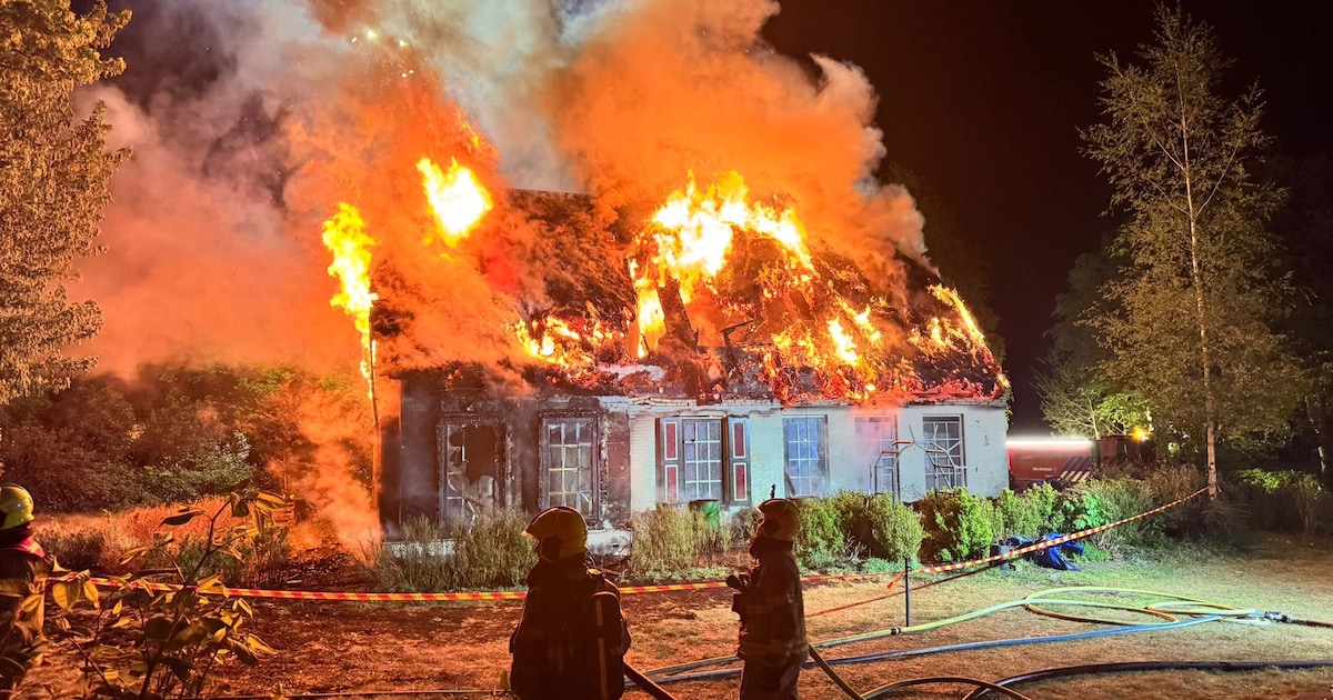 Rietgedekte woning gaat volledig in vlammen op in Oldebroek