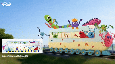 Phileine (7) uit Zutphen wint NS-tekenwedstrijd: haar ‘lieve monstertrein’ mag straks het spoor op