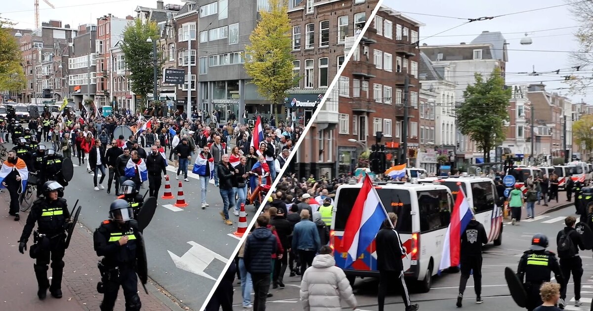 KIJK | Politie, paarden en protesteerders: zo trok deze stoet door Amsterdam