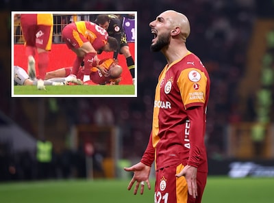 لاعب غلطة سراي ينقذ زميله بعد اصطدامه بحارس المرمى