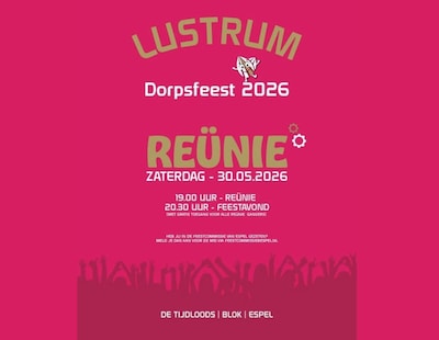 Reünie voor oud-leden van feestcommissie tijdens dorpsfeest in Espel