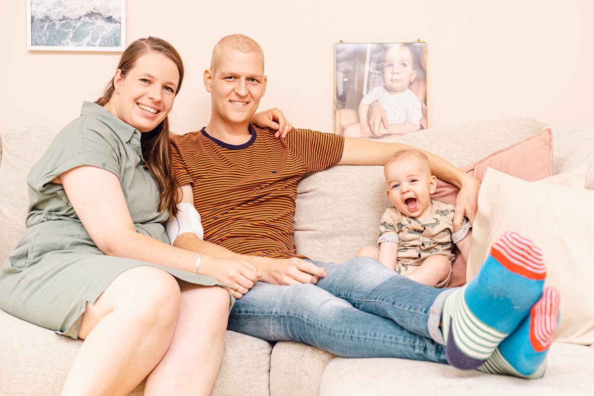 Mathilde Beverloo de Rooij, haar man Sebastian en Benjamin.