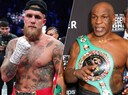 Jake Paul (l) en Mike Tyson