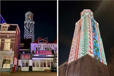 Magisch! De Peperbus in Zwolle is (voor even) een lichtkunstwerk: zo ziet dat eruit