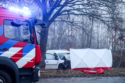 Bestuurder bestelbus ramt boom in Nieuw-Schoonebeek