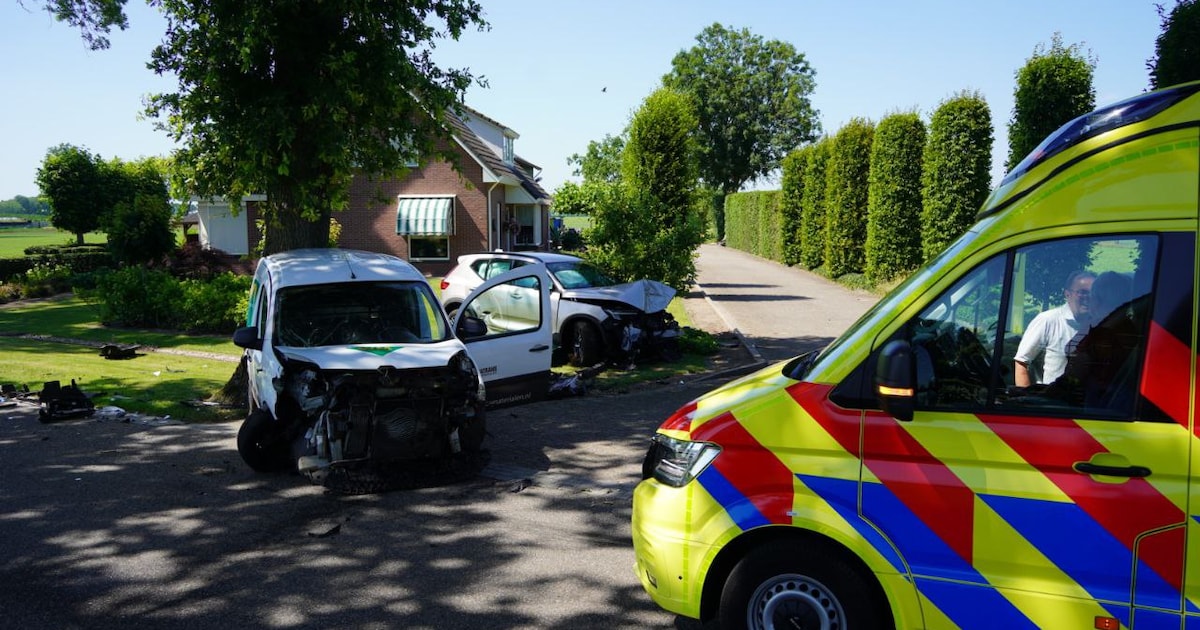 Pittig ongeluk Staphorst: auto tegen boom, één persoon naar ziekenhuis.