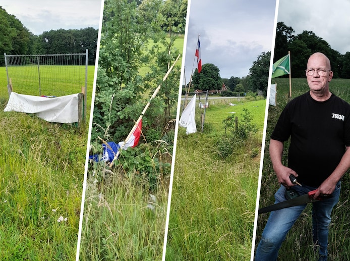 René Gerrits eerder bij het protestweiland in Aalten.