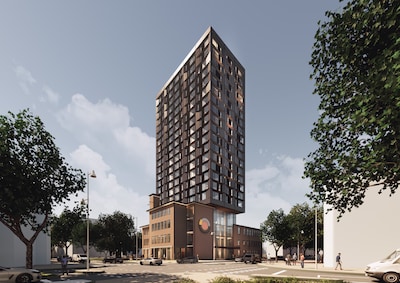 Kritiek op ontwerp van 75 meterhoge woontoren in Apeldoorn: ‘Massieve uitstaling’