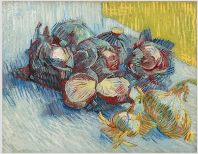 Van Gogh schilderij inmiddels 'Rode kolen en knoflook'.