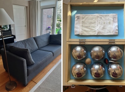 Een bank, een petanque set en drie screens: het is gratis op te halen