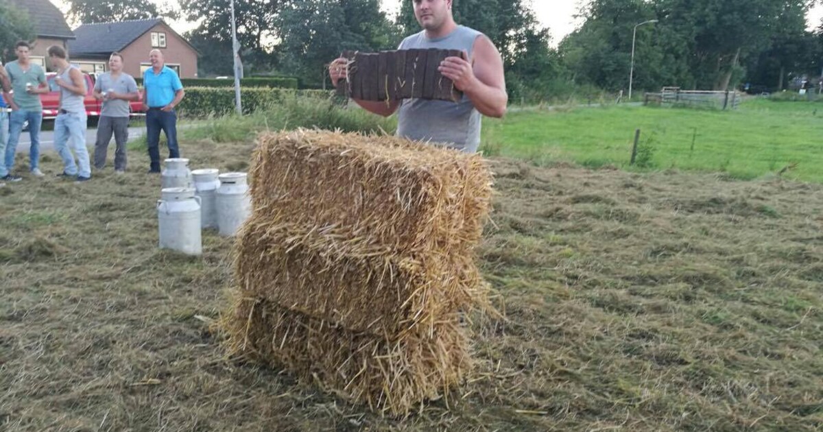 Sterkste man van Speuld gooit met boomstammen en tilt melkbussen