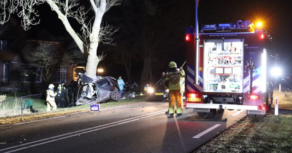 Man (27) overleden bij ernstig eenzijdig ongeval in Wanneperveen: auto klapt frontaal op boom