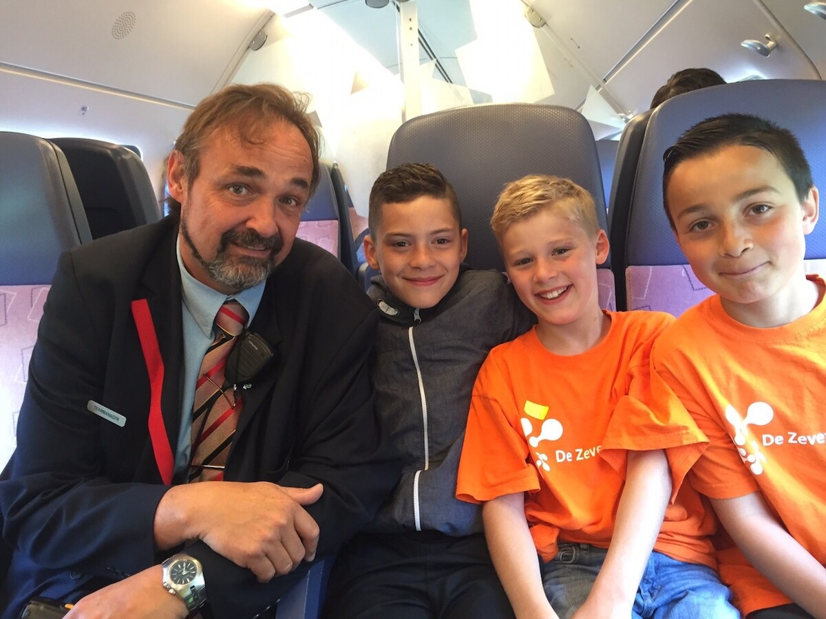Een selfie met de conducteur. Eigen foto