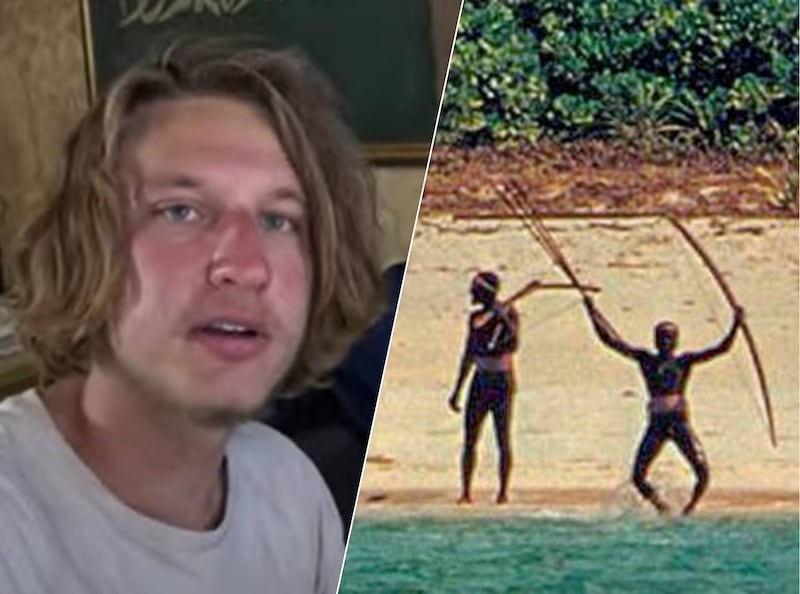 The American vlogger Mykhailo 'Mishka' Viktorovych Polyakov, on the right the Sentinelese.