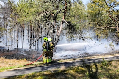 Groot stuk bos gaat in vlammen op langs A1 bij Kootwijk, brand inmiddels onder controle