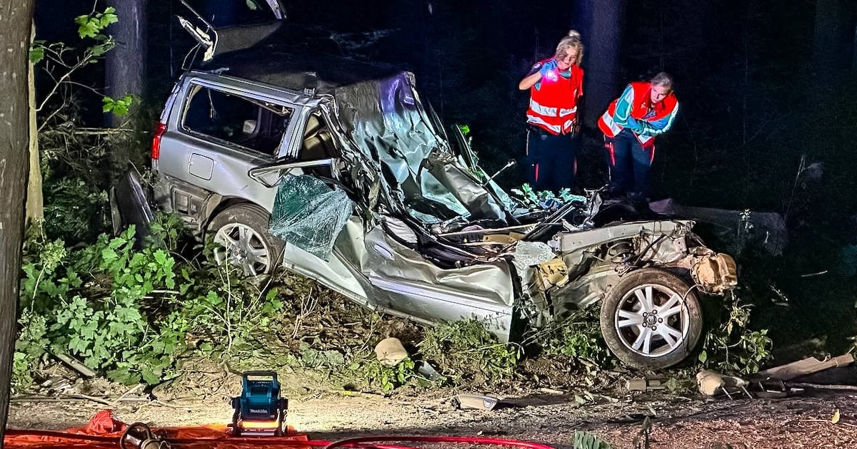 Twee doden bij ernstig ongeluk in Gelderse Voorthuizen: auto compleet geplet.