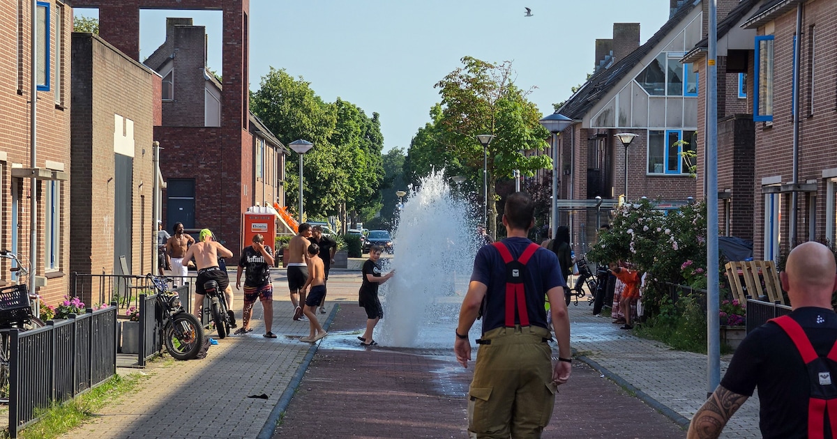 Honderden liters water zorgen voor waterpret na open brandkraan in Lelystad