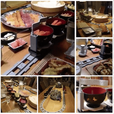 Een rondrijdende trein met sushi op tafel: familie Maas had een bijzondere kersttraditie