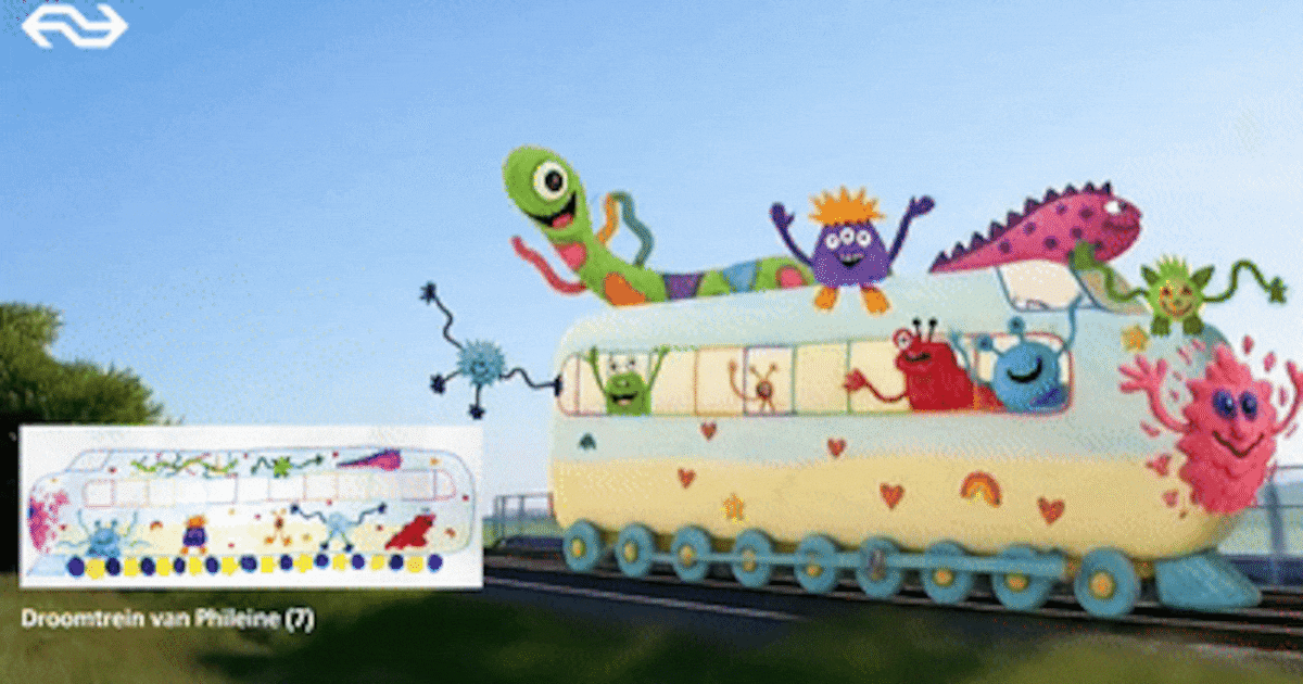 Phileine (7) uit Zutphen wint NS-tekenwedstrijd: haar ‘lievemonstertrein’ mag straks het spoor op