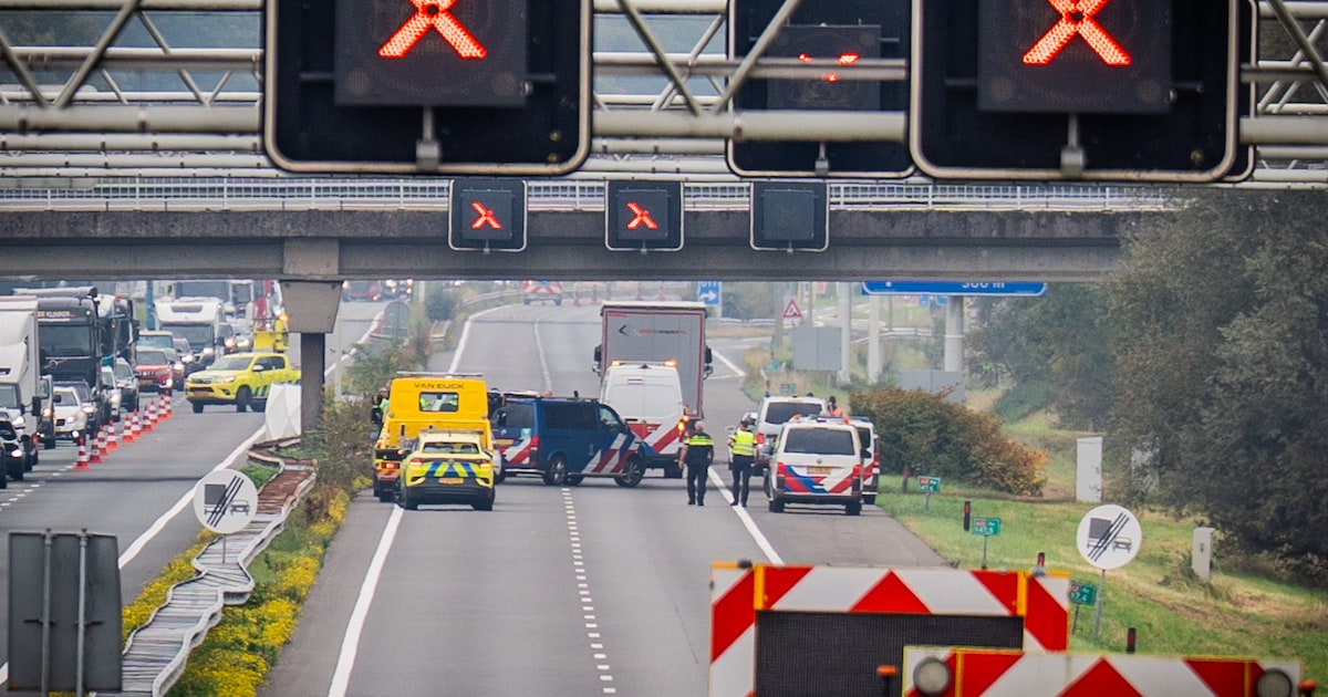 Motorrij­der overleden door ongeluk met vrachtwagen op A12.