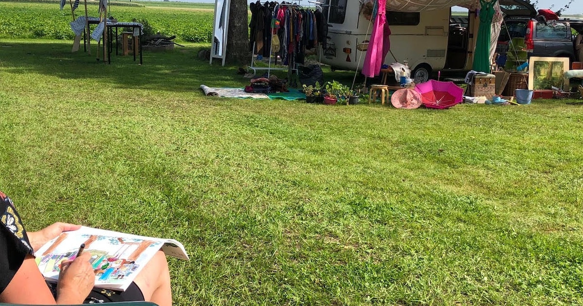 Kofferbakmarkt met vintagekleding, huisraad en handgemaakte spullen in Kraggenburg