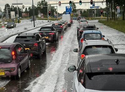 Noodweer treft Brabant: flinke hagelbuien op A59, 