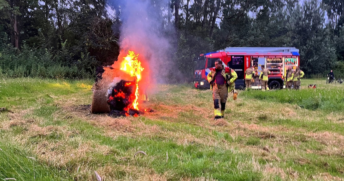 Opnieuw brandende hooibaal op Urk