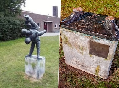 Koperdieven slaan toe in Hoogland en stelen markant beeld De Kaasdragertjes’