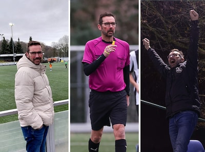 Drie keer dezelfde derby op één dag: Eddie is voetbalvader, scheidsrechter én assistent-trainer bij 