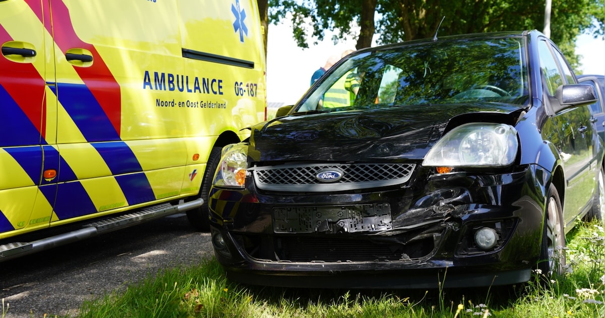 Flinke schade door botsing bij Wezep: bestuurder mee naar ziekenhuis.