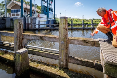 Voor 2 miljoen euro worden de honderden sluispalen in het water bij Urk vervangen: ‘Er is één nadeel