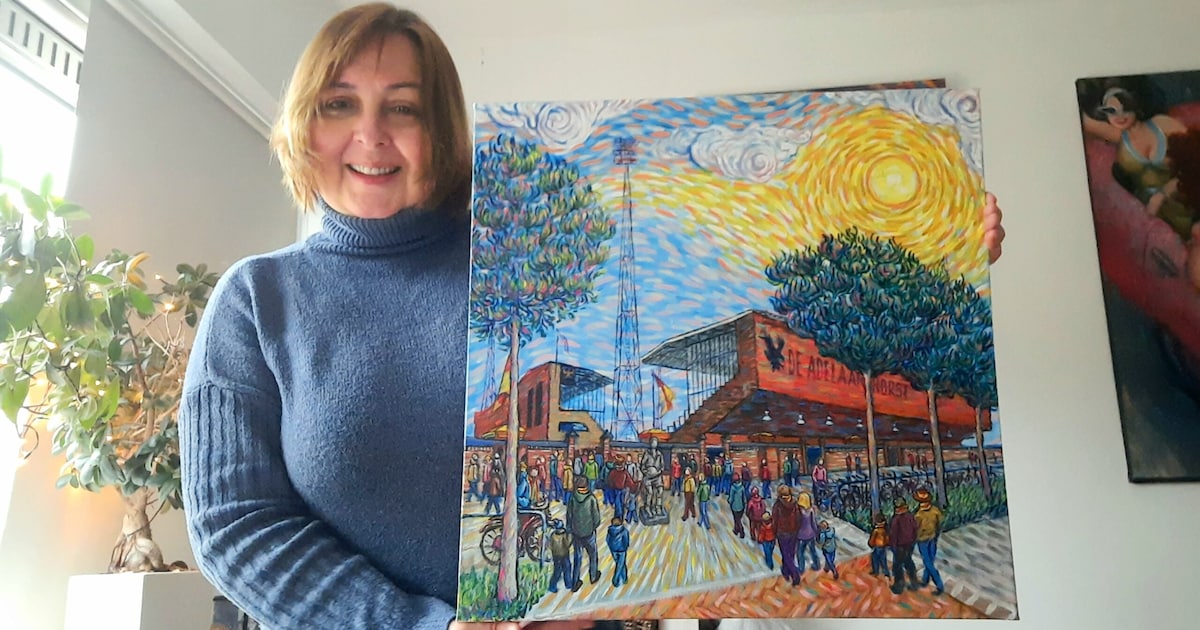Erika schilderde de Adelaarshorst in Van Gogh stijl: 'Niet zomaar een stadion'