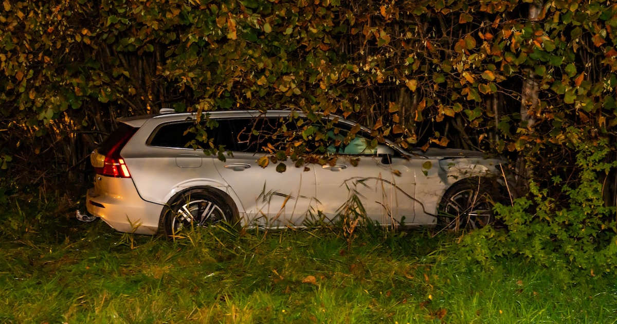 Automobilist vliegt uit de bocht op rotonde in Ermelo