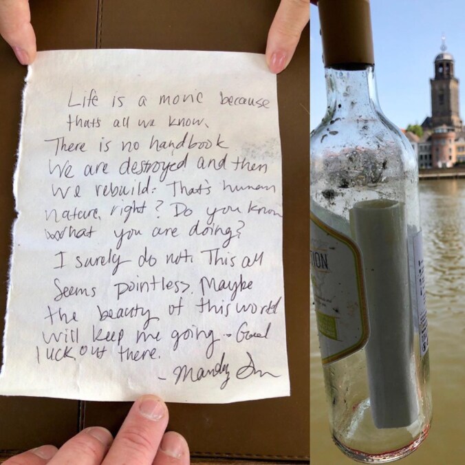 Pontvaarder in Deventer verrast door mysterieuze flessenpost: wie is ...
