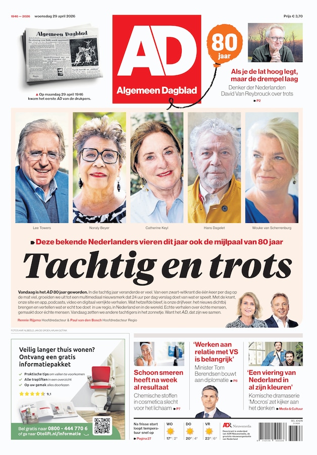 Het AD, die vitale 80-jarige, is ook van jou als lezer. Dus ...