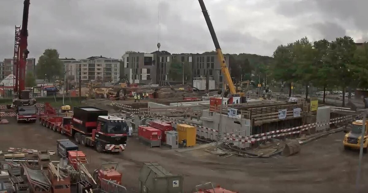 Bekijk hier hoe de spoortunnel wordt geplaatst in Colmschate
