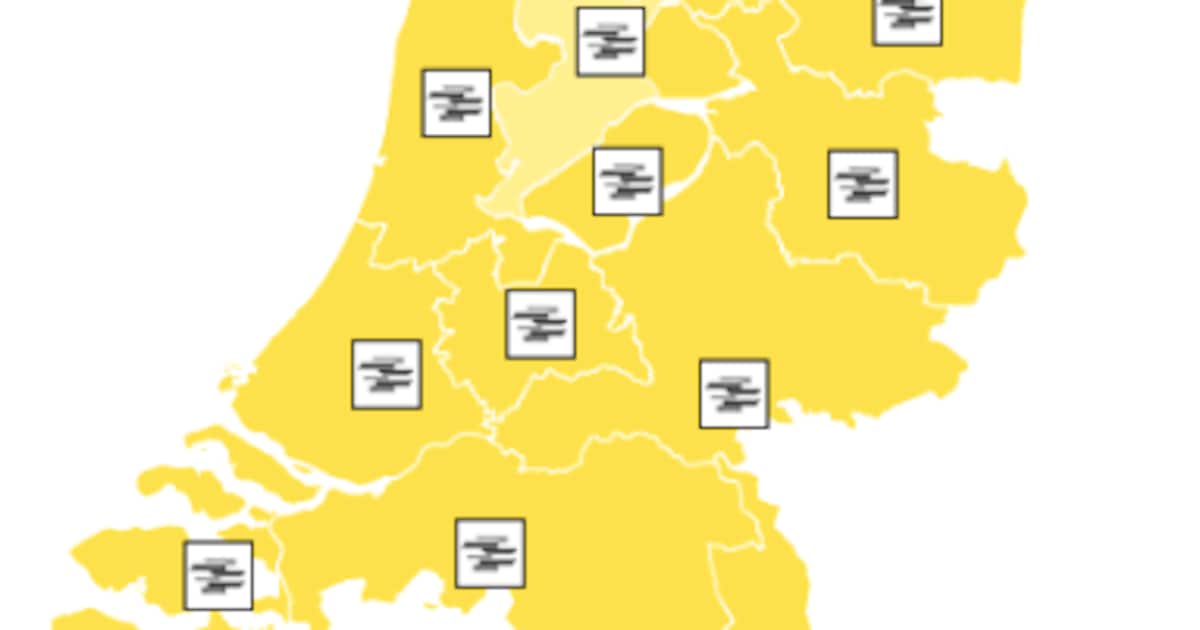KNMI geeft code geel voor het gehele land vanwege plaatselijke dichte ...
