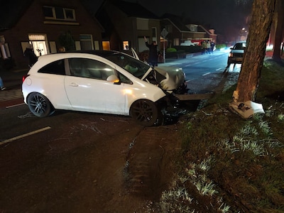 Automobilist botst tegen boom in de Berkenlaan in Silvolde