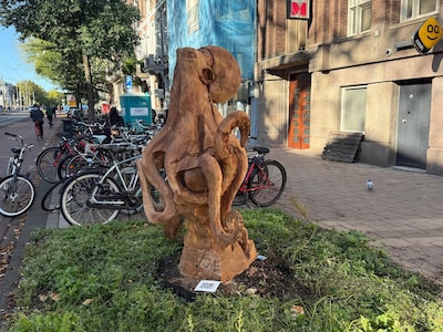 Mysterie: wat doet deze enorme octopus aan de Sarphatistraat?
