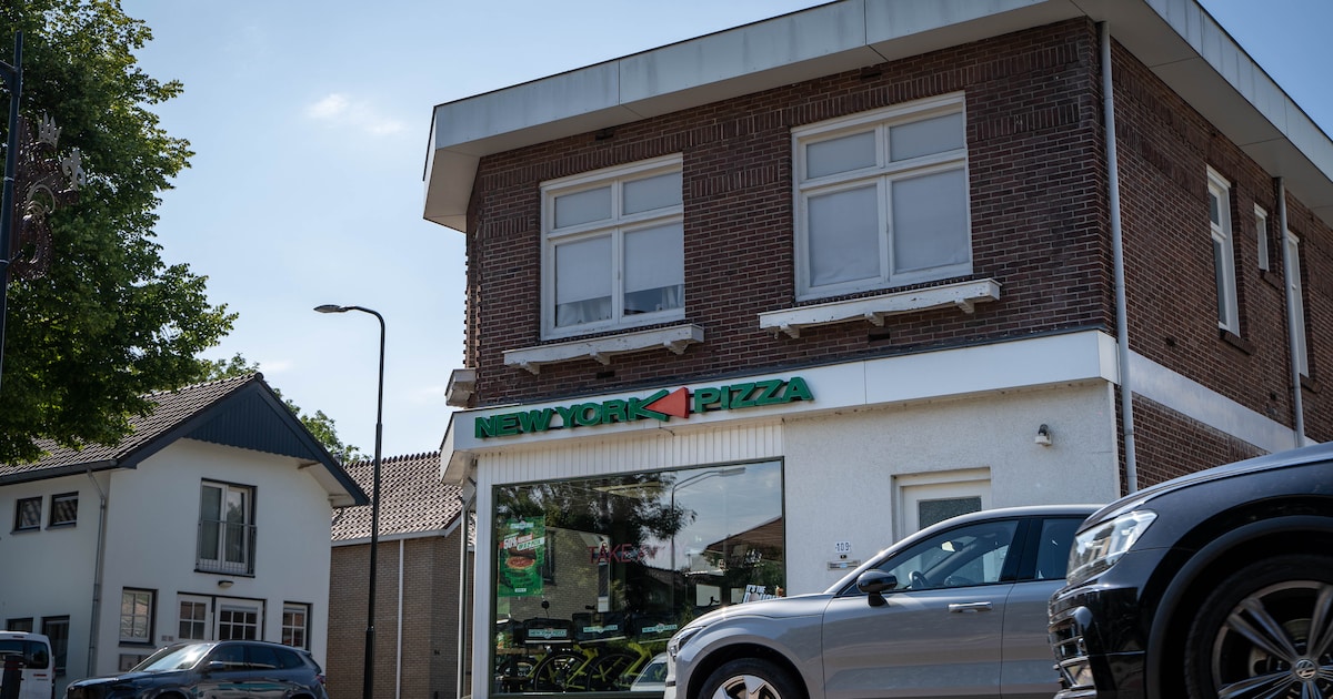 Pizzabezorger parkeert voor de zaak, een onbekende trekt de deur open en haalt uit met een baksteen