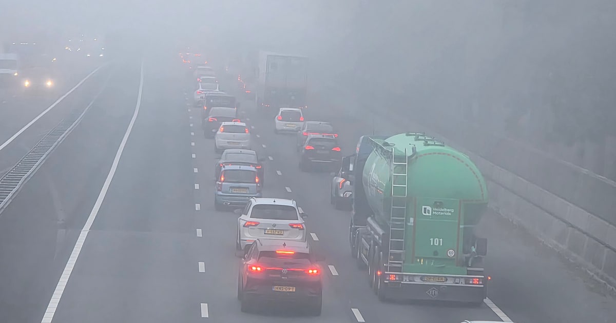 Files bij Meppel door ongeluk in de mist: weg is weer vrij.